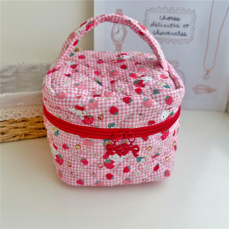 Travel Accessories Wholesale - Hello Kitty Cartoon Printed Quilted Makeup