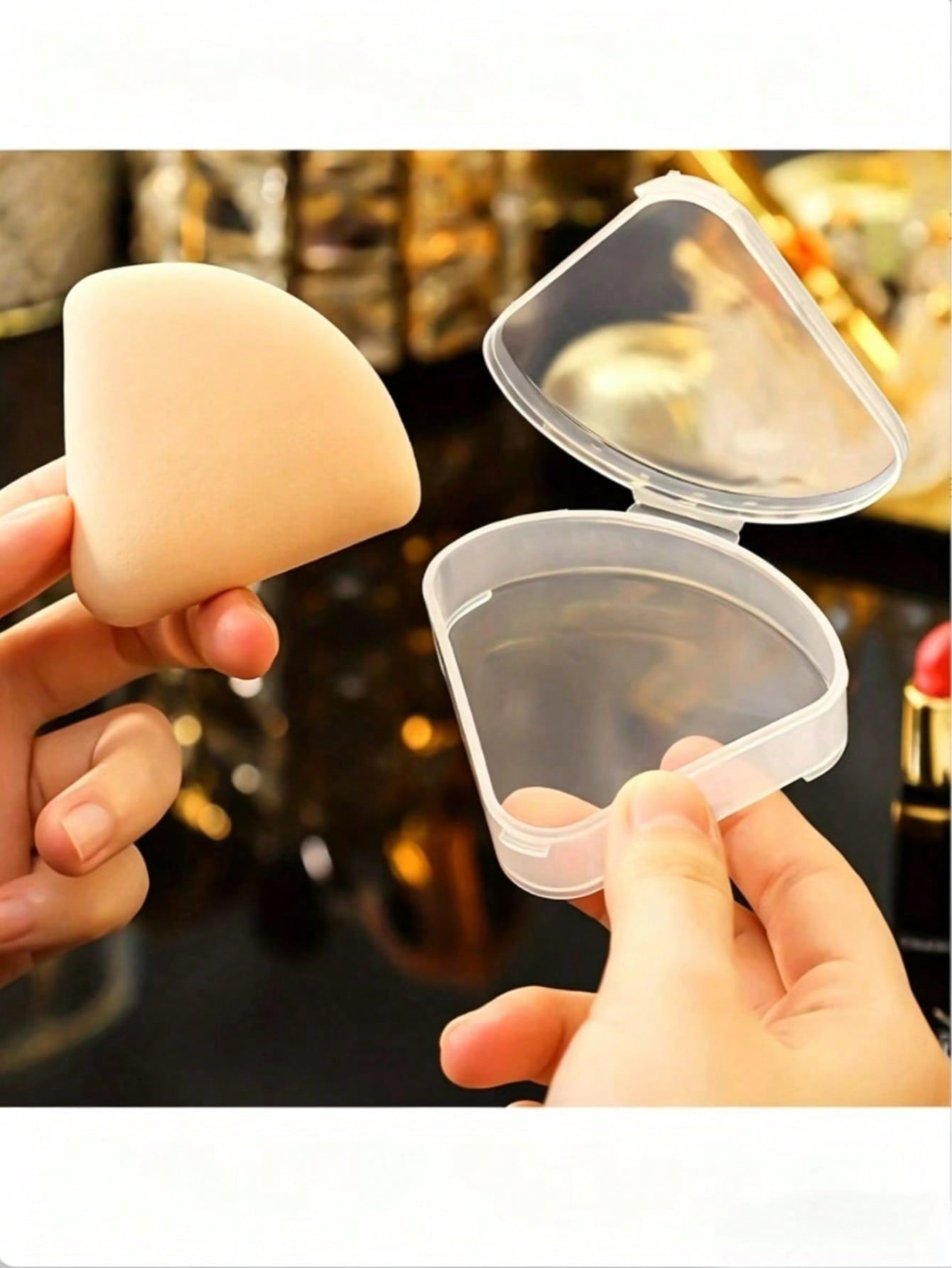 Travel Accessories Box - 1/2/5pcs Portable Triangle Makeup Sponge Storage