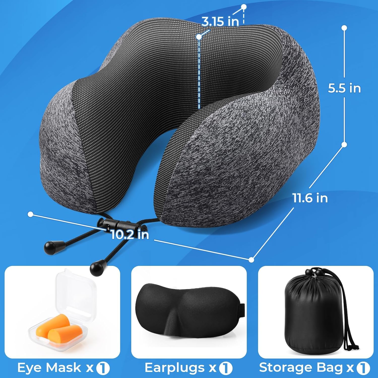 Travel Pillow Set with Memory  - огляд і ціна Earplug Set Foam