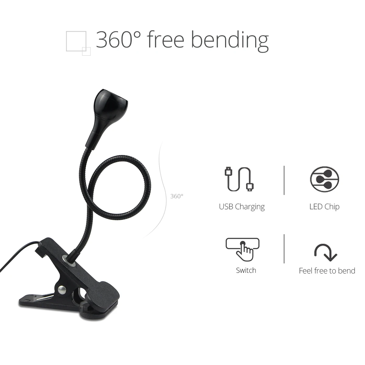 1-10Pcs Clip-On Light USB Powe - огляд і ціна Book Light Flexible