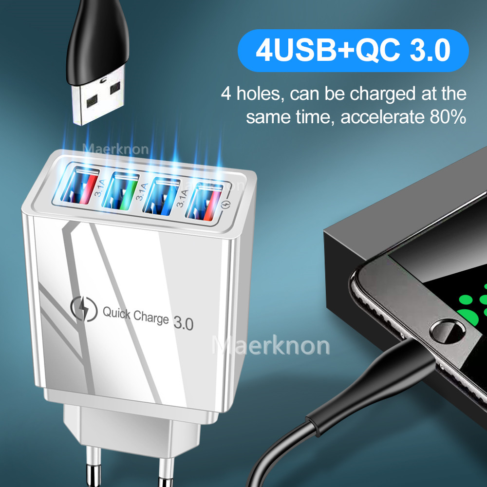 4 USB Fast Charging Head EU/US - огляд і ціна Travel Accessories Iphone