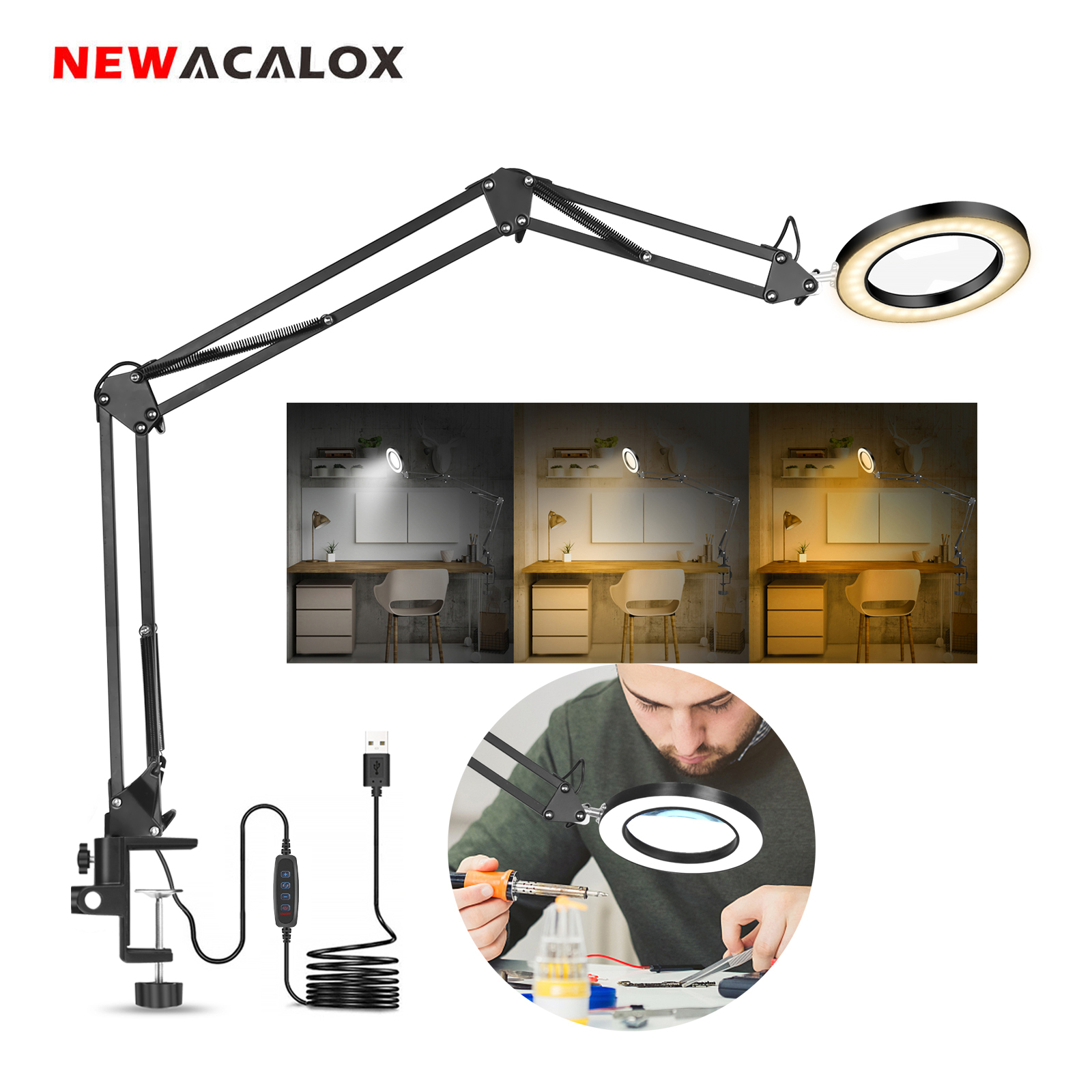 NEWACALOX Flexible Desk Large  - огляд і ціна Book Light Flexible